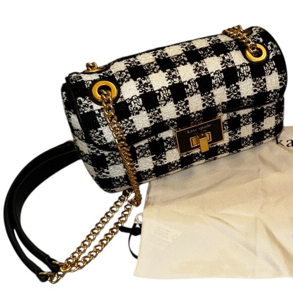 NWOT Kate Spade Evelyn Gingham Tweed Small Shoulder Bag - Picture 10 of 13